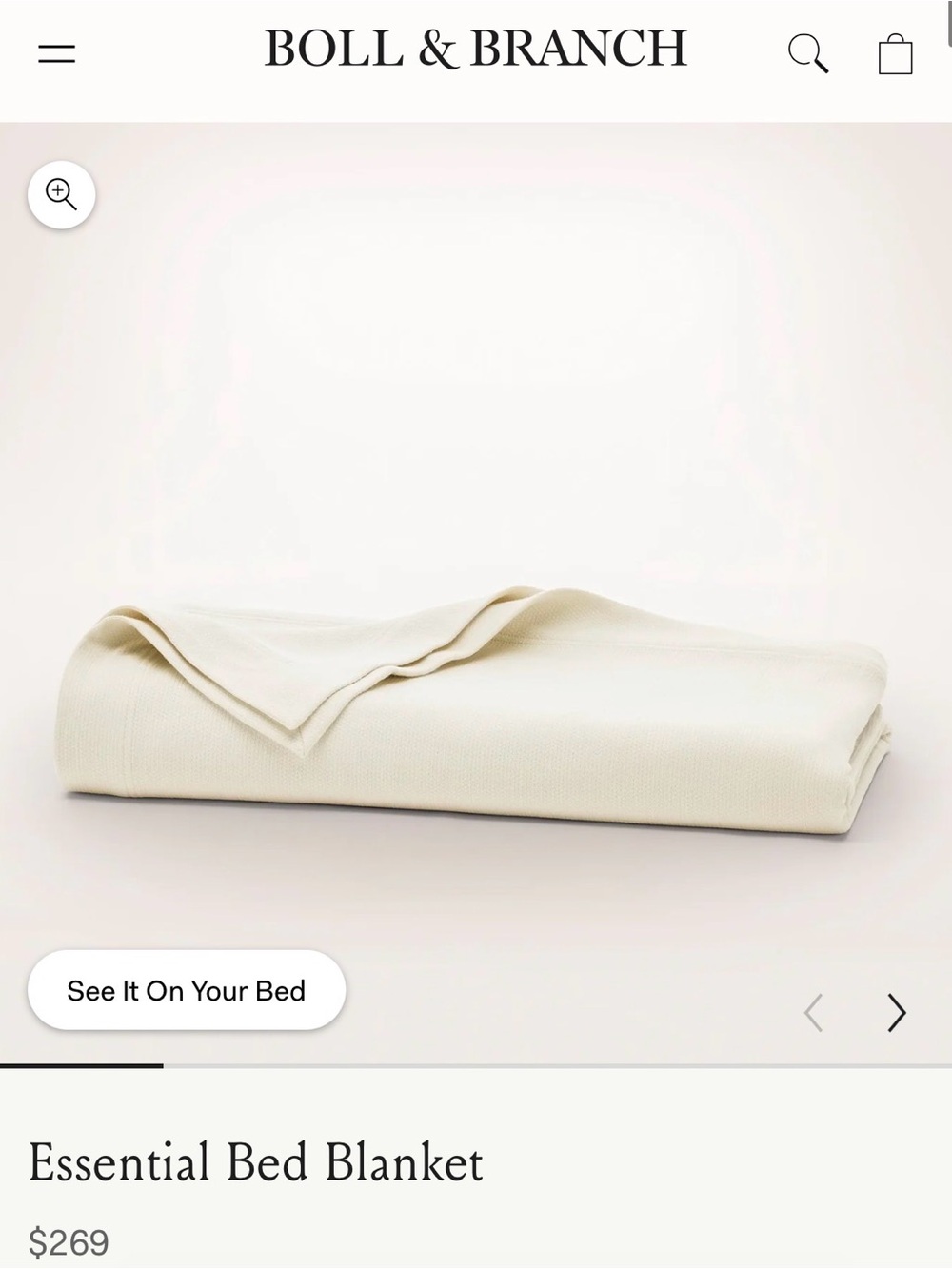 Boll & Branch Essential Bed Blanket — Cream